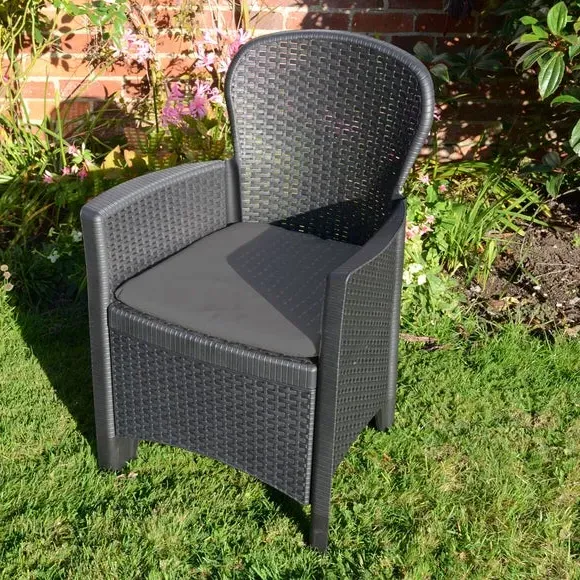 Set of 2 Chairs with Seat Pads - Grey, Polypropylene