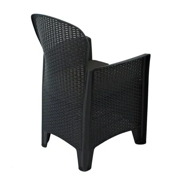 Set of 2 Chairs with Seat Pads - Grey, Polypropylene
