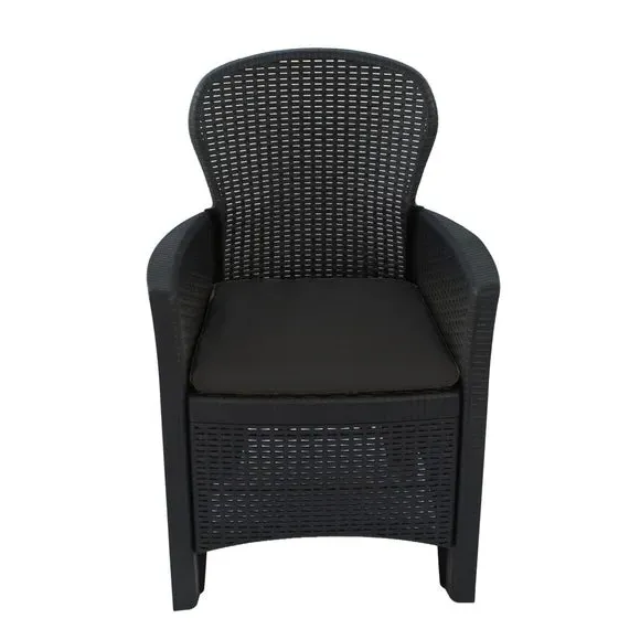 Set of 2 Chairs with Seat Pads - Grey, Polypropylene