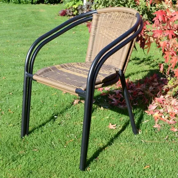 Set of 2 Dining Chairs - Brown, Rattan