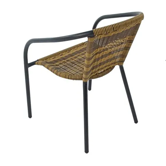 Set of 2 Dining Chairs - Brown, Rattan
