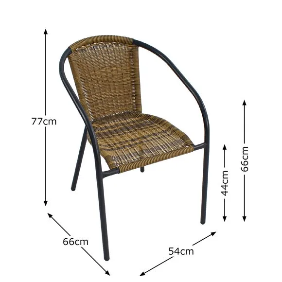 Set of 2 Dining Chairs - Brown, Rattan