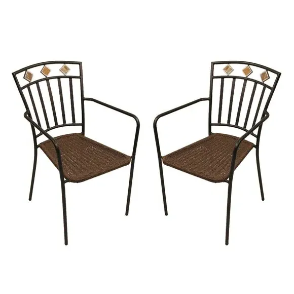 Set of 2 Dining Chairs - Brown, Rattan image