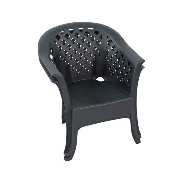 Set of 2 Stackable Chairs - Anthracite, Plastic