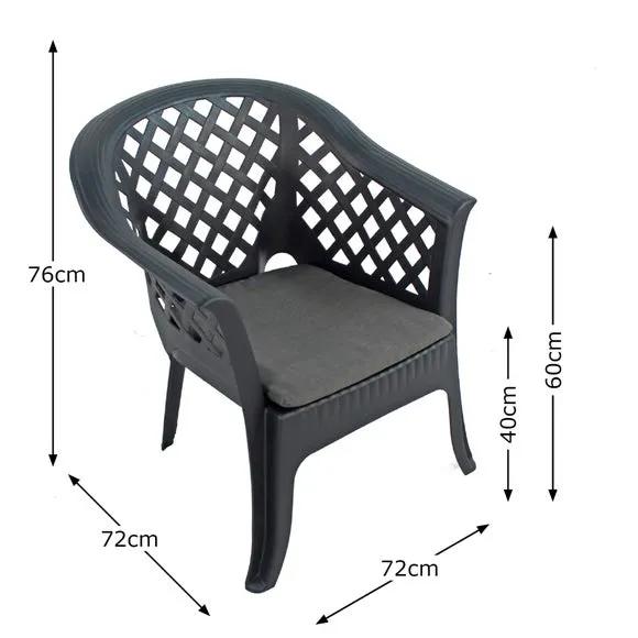 Set of 2 Stackable Chairs - Anthracite, Plastic
