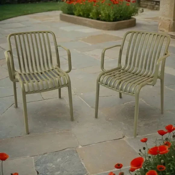 Set of 2 Stackable Chairs - Avocado, Polypropylene