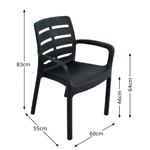Set of 2 Stackable Chairs - Grey, Polypropylene