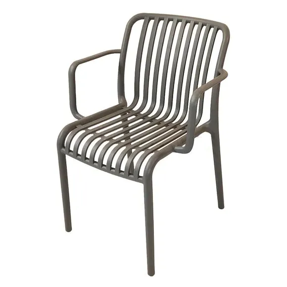 Set of 2 Stackable Chairs - Grey, Polypropylene