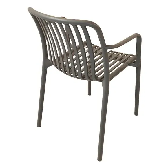 Set of 2 Stackable Chairs - Grey, Polypropylene