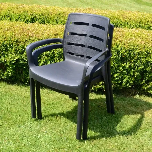 Set of 2 Stackable Chairs - Grey, Polypropylene image