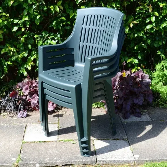 Set of 4 Stackable Chairs - Dark Green image