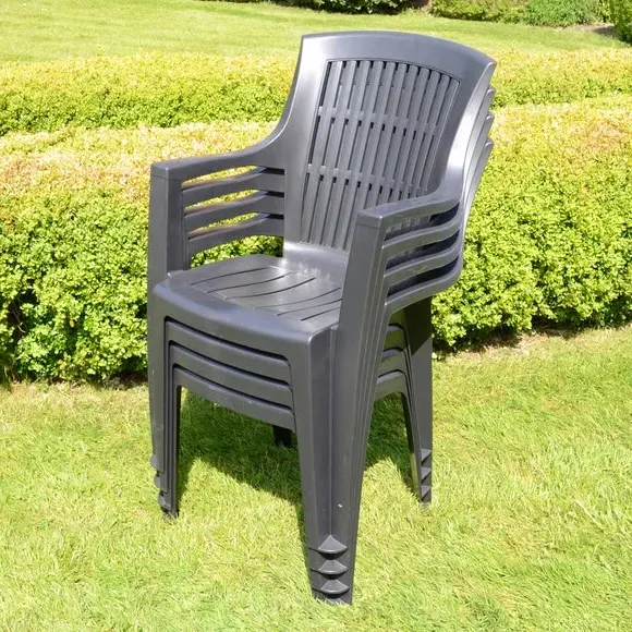 Set of 4 Stackable Chairs - Grey