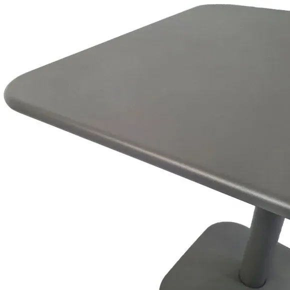 Square Dining Set with 4 Armchairs - Grey, Steel