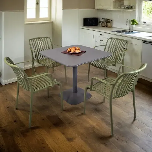 Square Dining Set with 4 Chairs - Avocado