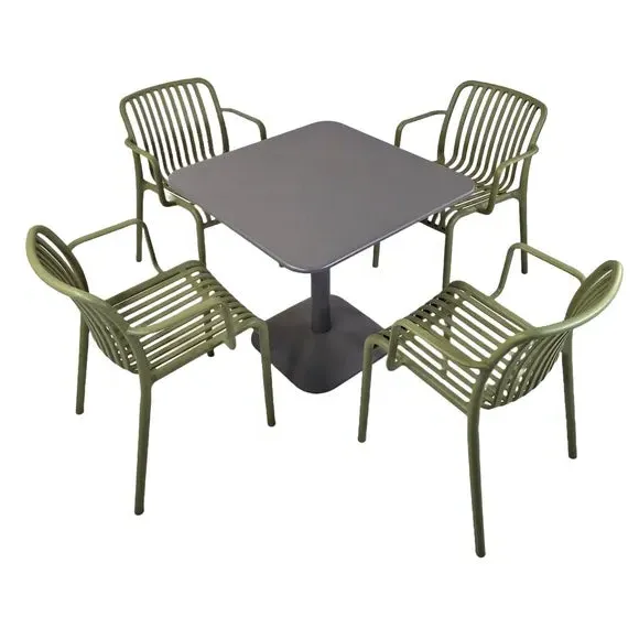 Square Dining Set with 4 Chairs - Avocado