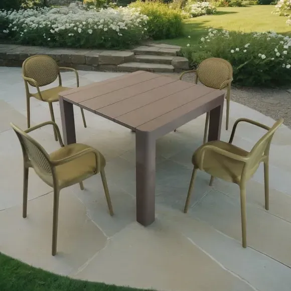 Square Dining Set with 4 Chairs - Avocado