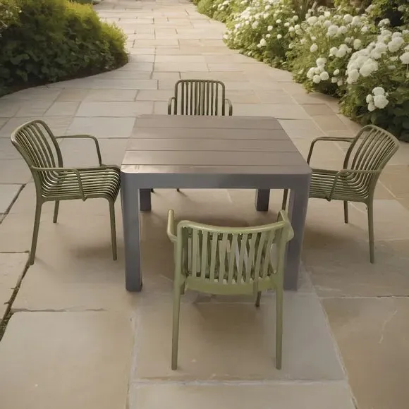 Square Dining Set with 4 Chairs - Avocado, Polypropylene