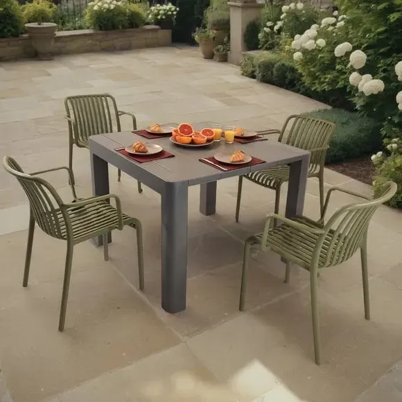 Square Dining Set with 4 Chairs - Avocado, Polypropylene image