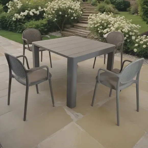Square Dining Set with 4 Chairs - Grey