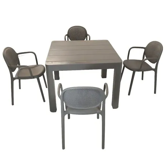 Square Dining Set with 4 Chairs - Grey