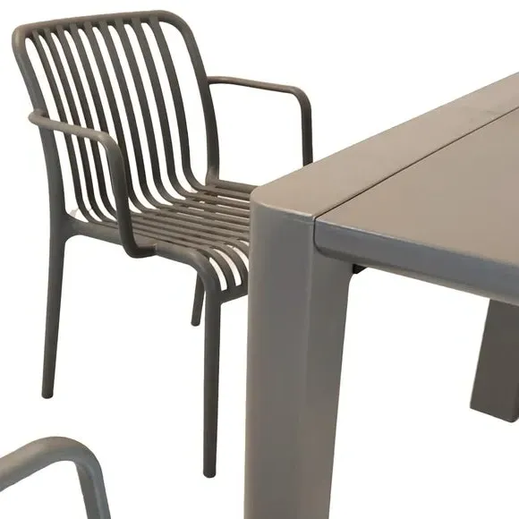 Square Dining Set with 4 Chairs - Grey, Polypropylene