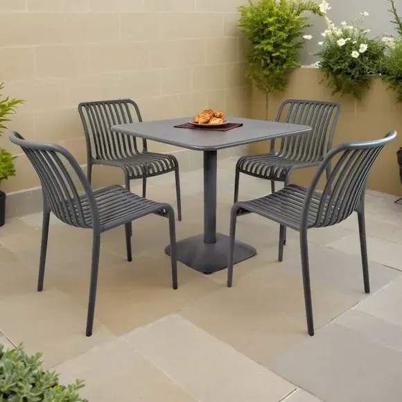 Square Dining Set with 4 Chairs - Grey, Steel image
