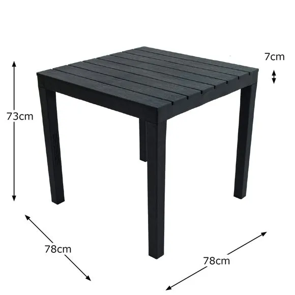 Square Dining Table - Grey, Polypropylene