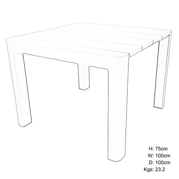 Square Dining Table - Grey, Polypropylene