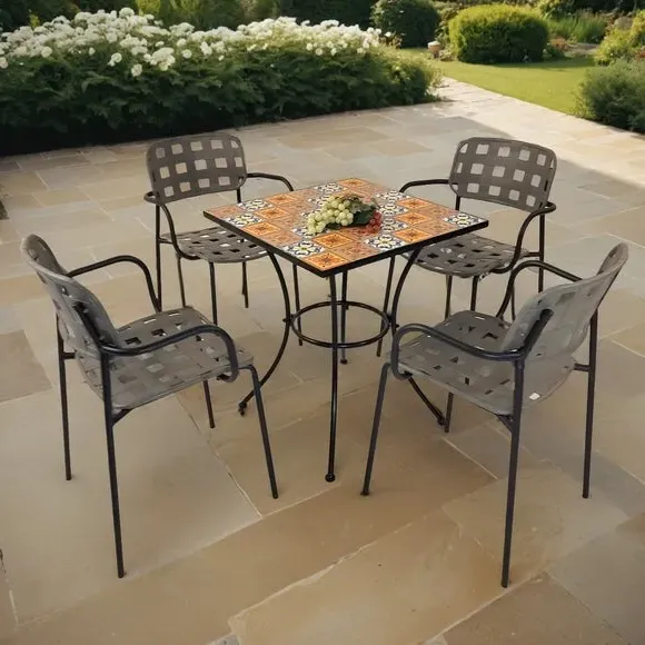 Square Patio Table Set with 4 Chairs - Multicolor image