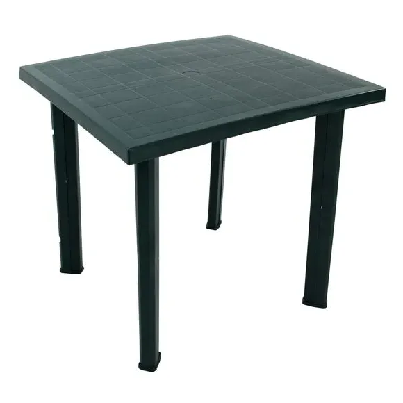 Square Patio Table with 4 Chairs - Dark Green, Resin