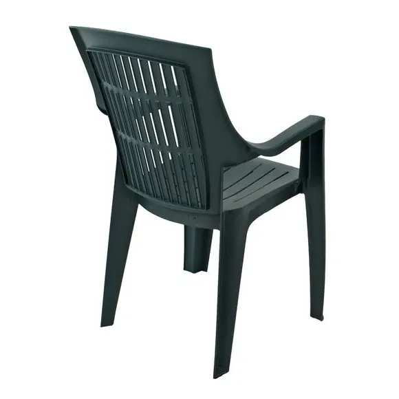 Square Patio Table with 4 Chairs - Dark Green, Resin