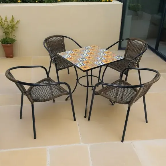 Square Patio Table with 4 Chairs - Multicolor