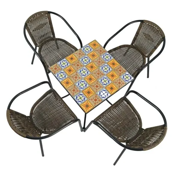 Square Patio Table with 4 Chairs - Multicolor