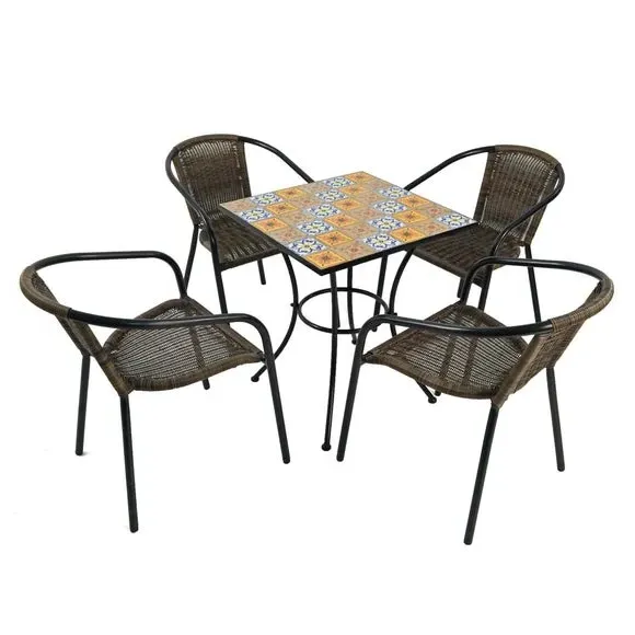 Square Patio Table with 4 Chairs - Multicolor