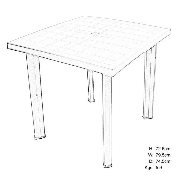 Square Patio Table with Clip Legs - Dark Green