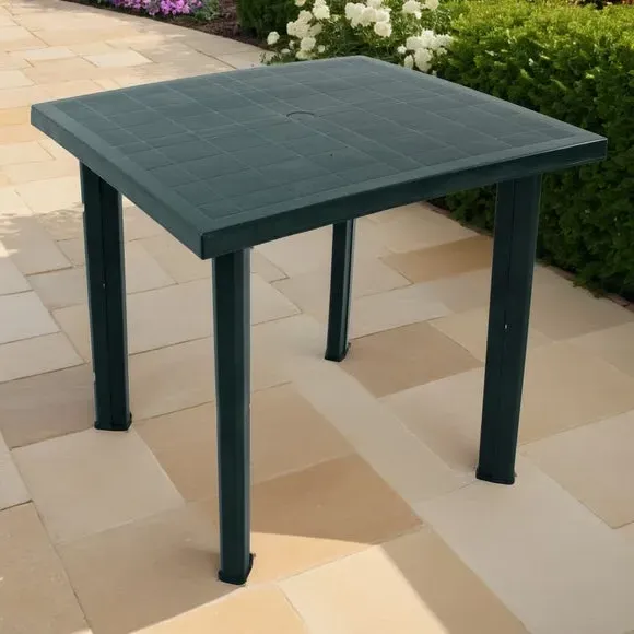 Square Patio Table with Clip Legs - Dark Green image
