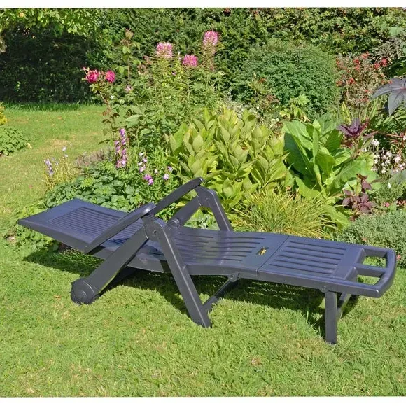 Wheeled Lounger with Wheels - Dark Green, Polypropylene
