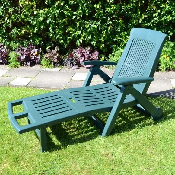 Wheeled Lounger with Wheels - Dark Green, Polypropylene image