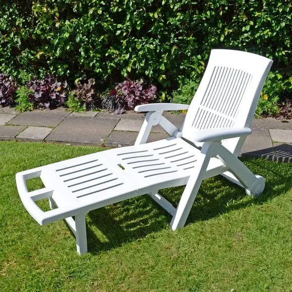 Wheeled Lounger with Wheels - White, Polypropylene