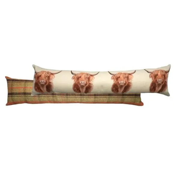 Highland Cow Draught Excluder - Multicolor, Linen image