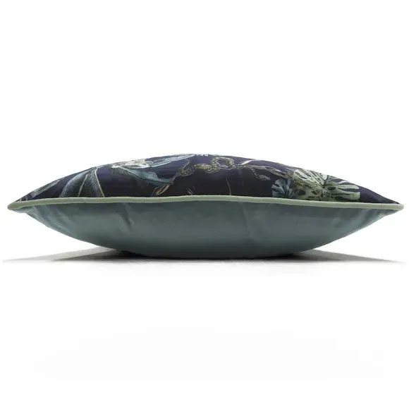 Leopard Print Cushion - Petrol, Velvet