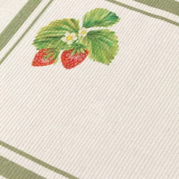Set of 4 Placemats Strawberry Design - Sage, Polyester