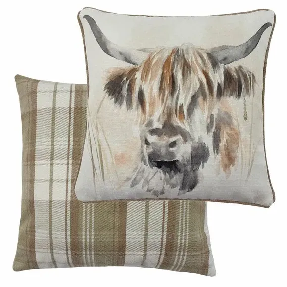 Square Cushion Highland Cow Print - Multicolor image