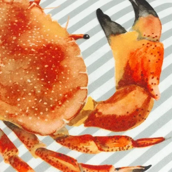 Square Cushion with Crab Print - Multicolor