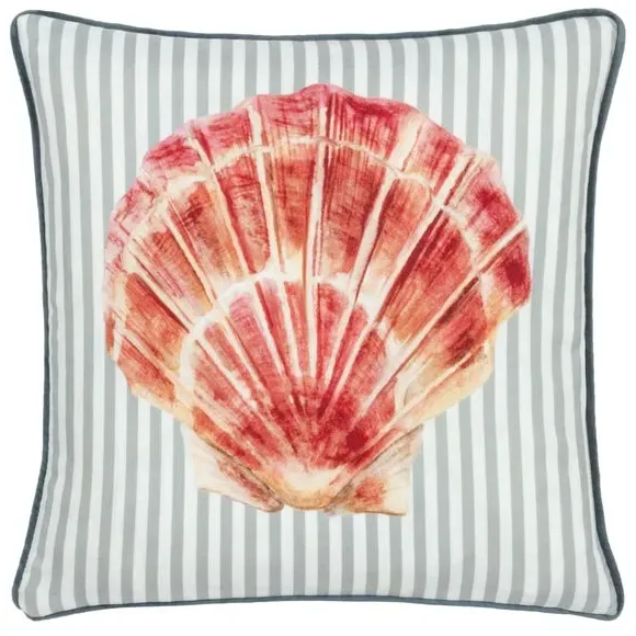 Square Cushion with Scallop Print - Multicolor