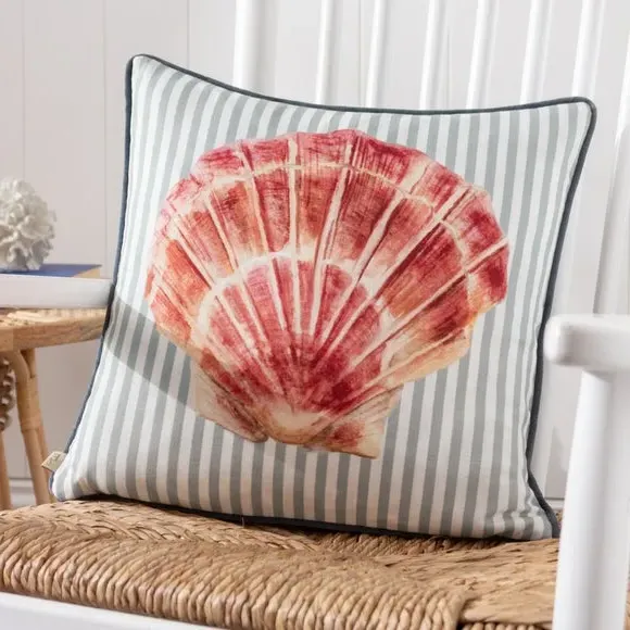 Square Cushion with Scallop Print - Multicolor image