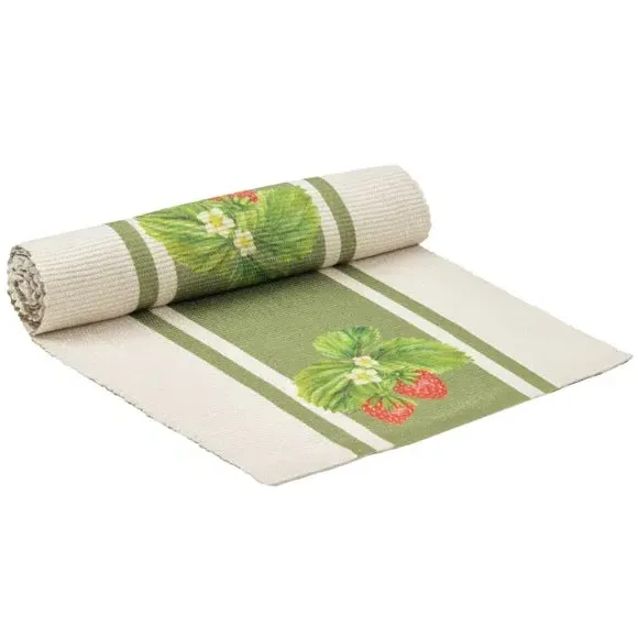 Table Runner Strawberry Design - Sage, Polyester