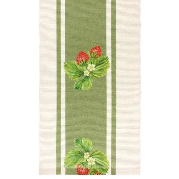 Table Runner Strawberry Design - Sage, Polyester