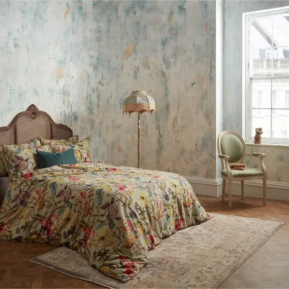 Floral Duvet Cover Set - Beige, Cotton Sateen