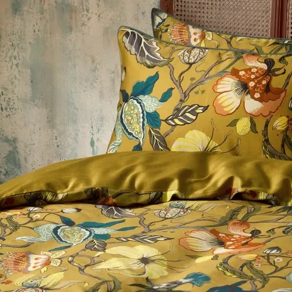 Floral Duvet Cover Set - Ochre, Cotton Sateen